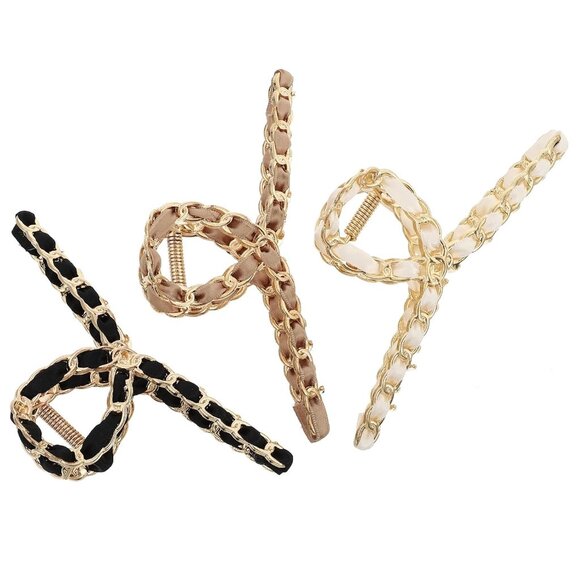 Vintage Metal Hair Claw Clips Set 3 Assorted Colors Strong Hold Ladies - Picture 7 of 9